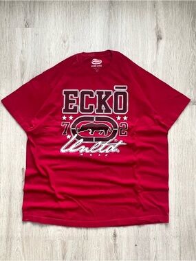 Vintage Y2K Ecko Unltd Red Embroidered Graphic Logo T Shirt Mens XL- Baggy Fit